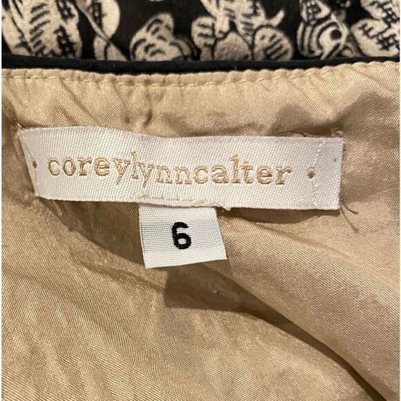 Corey Lynn Calter Black/Gold Floral Spaghetti Strap Silk Dress Size 6 - Picture 5 of 6